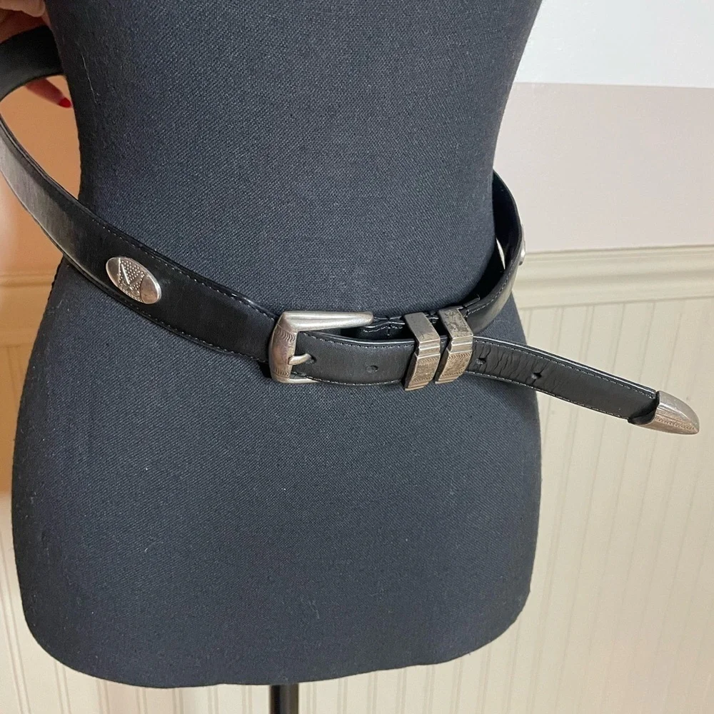 Vantage Century black authentic Leather Belt Silver Golf ball/Club 36 Made USA